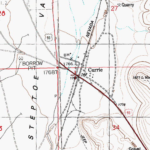 Topographic Map of Currie Maintenance Station, NV