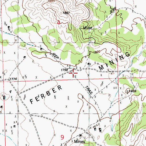 Topographic Map of Furber (historical), NV