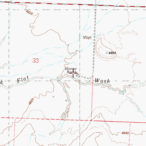 Topographic Map of Hoover Ranch, NV