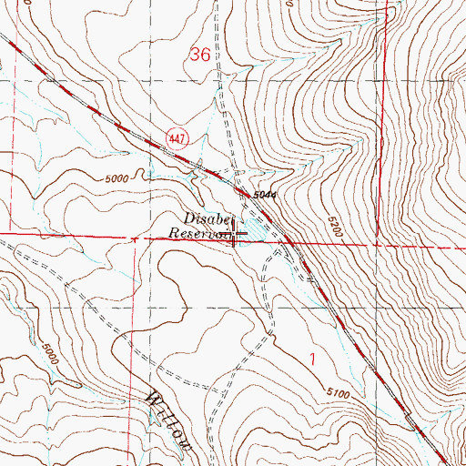 Topographic Map of Disabel Reservoir, NV