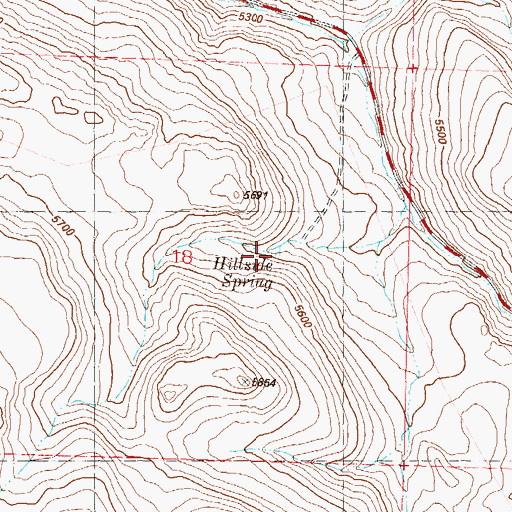 Topographic Map of Hillside Spring, NV