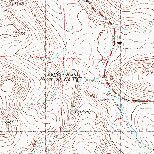 Topographic Map of Buffalo Hills Reservoir Number 10, NV