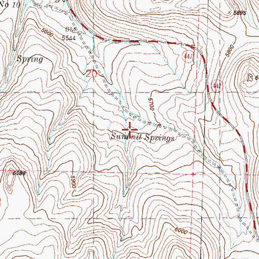 Topographic Map of Summit Springs, NV