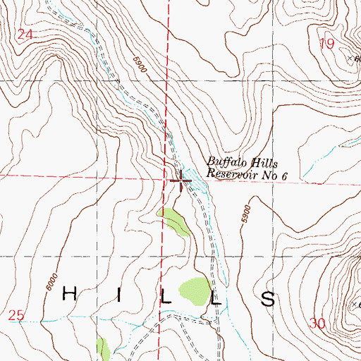 Topographic Map of Buffalo Hills Reservoir Number 6, NV