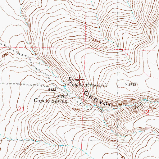 Topographic Map of Lower Coyote Reservoir, NV