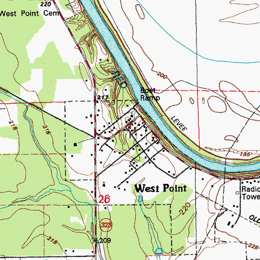 Topographic Map of West Point Post Office, AR