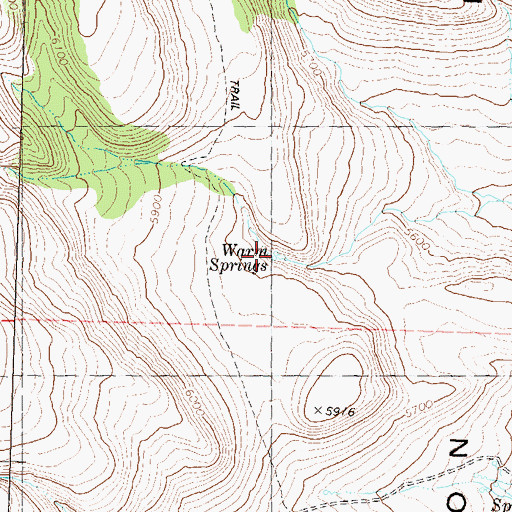 Topographic Map of Warm Springs, NV