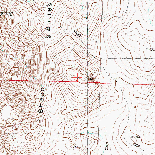 Topographic Map of Sheep Buttes, NV