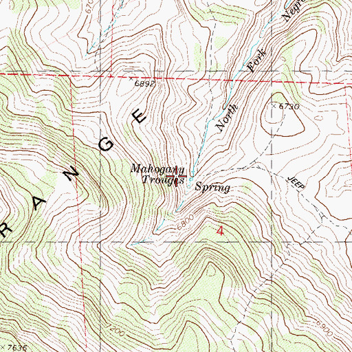 Topographic Map of Mahogany Troughs, NV