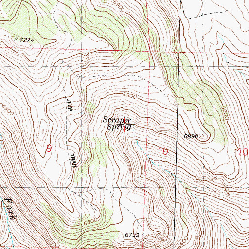 Topographic Map of Scraper Spring, NV