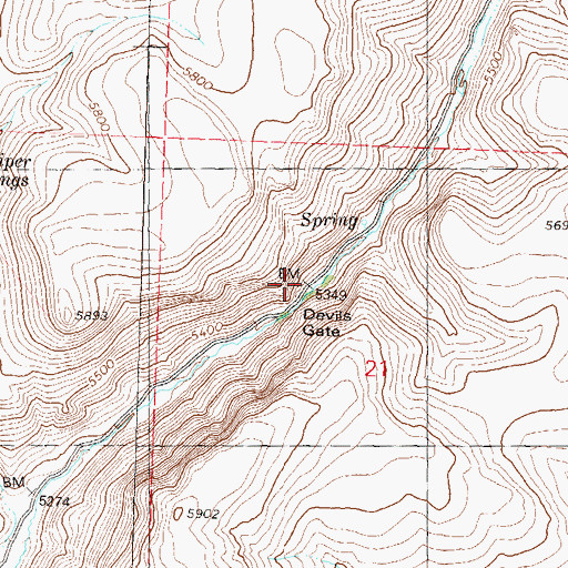 Topographic Map of Devils Gate, NV