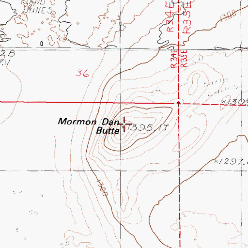 Topographic Map of Mormon Dan Butte, NV