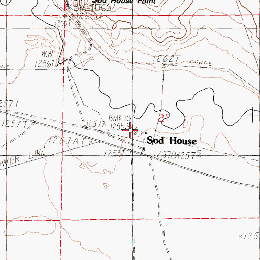 Topographic Map of Sod House, NV