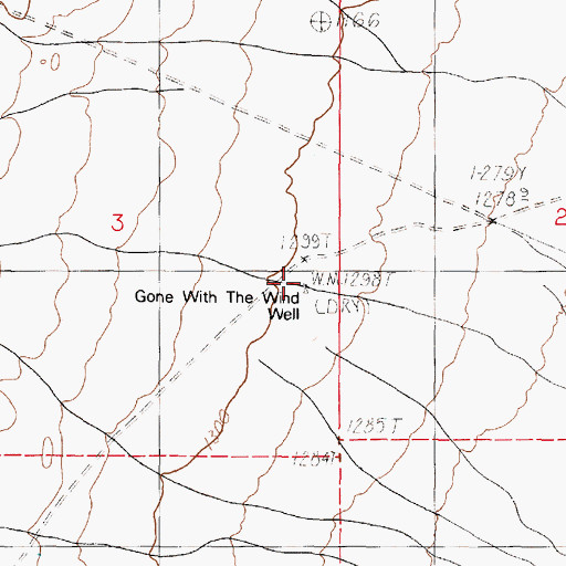 Topographic Map of Gone With the Wind Well, NV