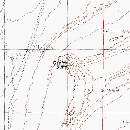 Topographic Map of Gabica Butte, NV