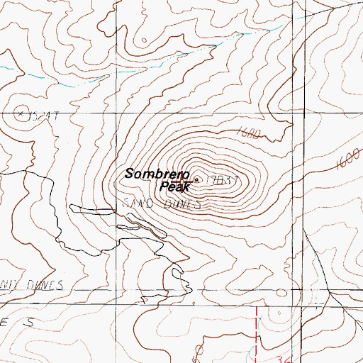 Topographic Map of Sombrero Peak, NV