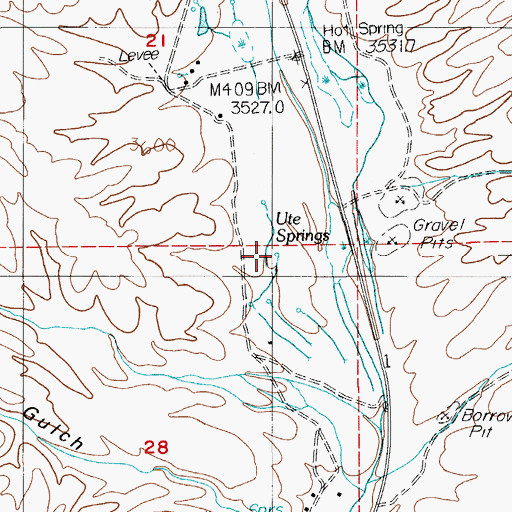 Topographic Map of Ute Springs, NV