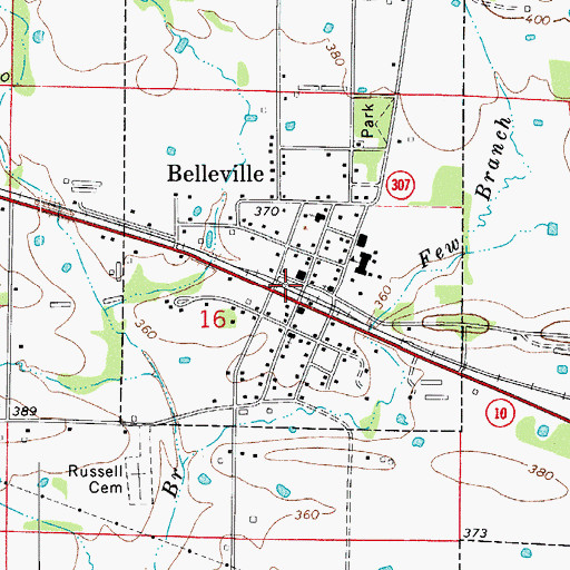 Topographic Map of Belleville Post Office, AR