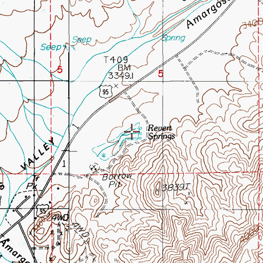 Topographic Map of Revert Springs, NV