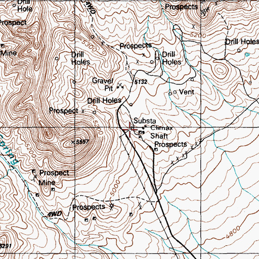 Topographic Map of Climax Shaft, NV