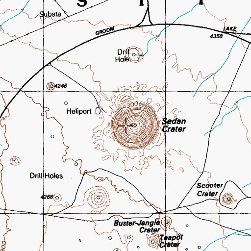 Topographic Map of Sedan Crater, NV