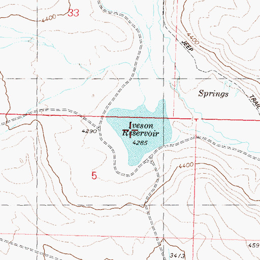 Topographic Map of Iveson Reservoir, NV