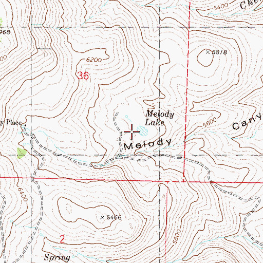 Topographic Map of Melody Lake, NV