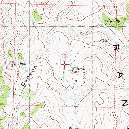 Topographic Map of Williams Place, NV