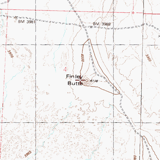 Topographic Map of Finley Butte, NV