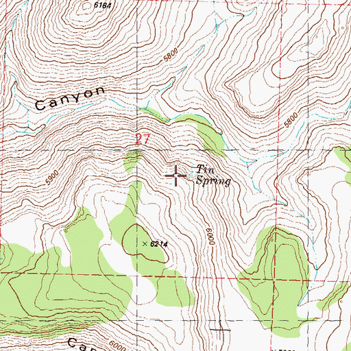 Topographic Map of Tin Spring, NV