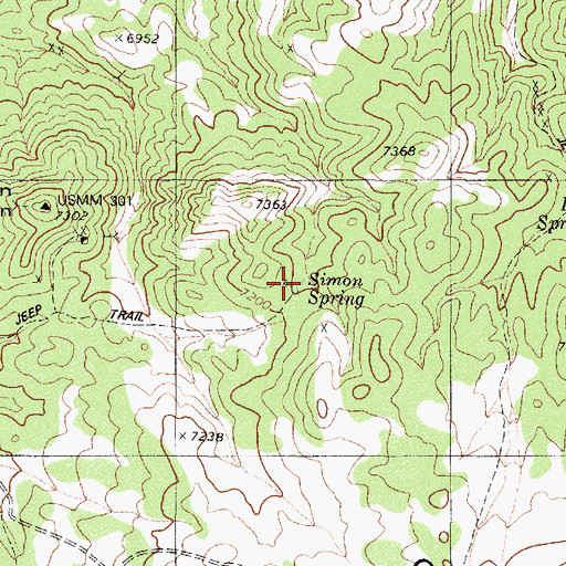 Topographic Map of Simon Spring, NV