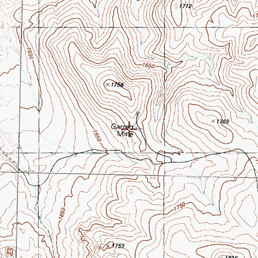 Topographic Map of Garrett Mine, NV