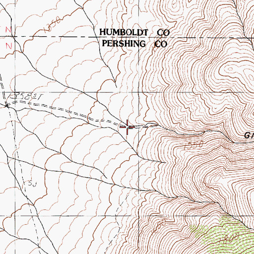 Topographic Map of Glidden Canyon, NV