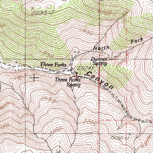 Topographic Map of Three Forks Spring, NV