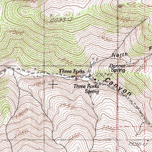 Topographic Map of Three Forks, NV