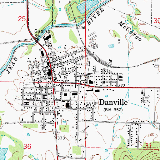 Topographic Map of Danville Post Office, AR