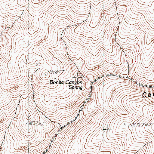Topographic Map of Bonita Canyon Spring, NV