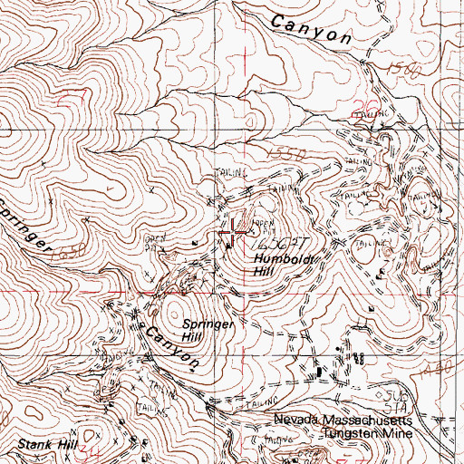 Topographic Map of Humboldt Hill, NV