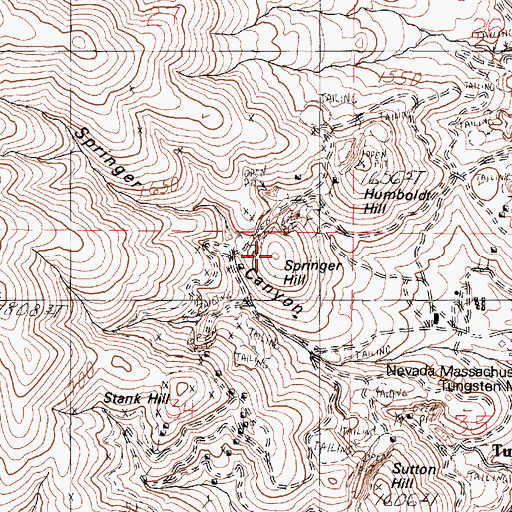 Topographic Map of Springer Hill, NV