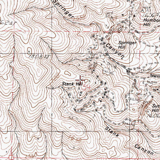Topographic Map of Stank Hill, NV