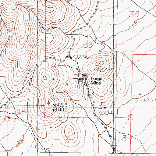 Topographic Map of Forge Mine, NV