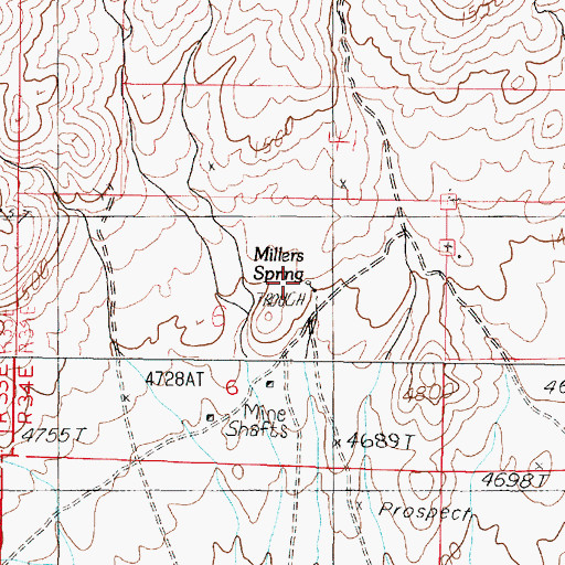 Topographic Map of Millers Spring, NV
