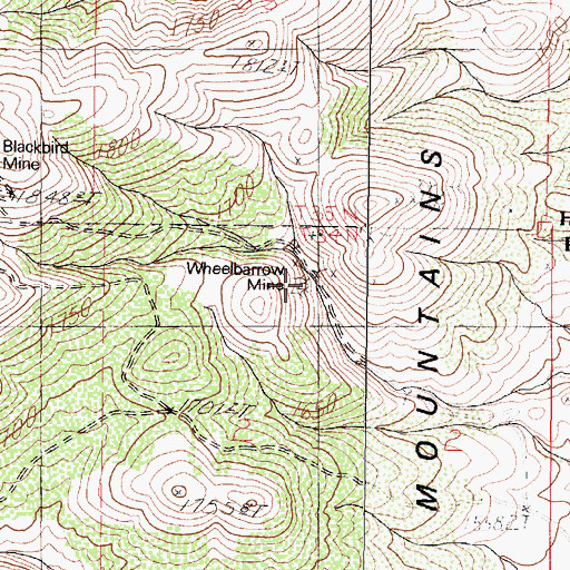 Topographic Map of Wheelbarrow Mine, NV