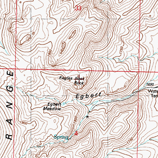 Topographic Map of Eagles Nest Rock, NV