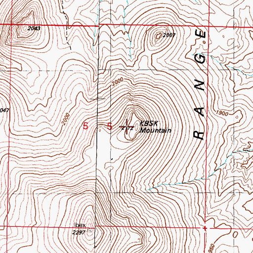 Topographic Map of KBSK Mountain, NV
