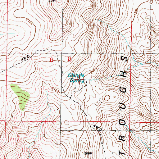 Topographic Map of Shingle Spring, NV