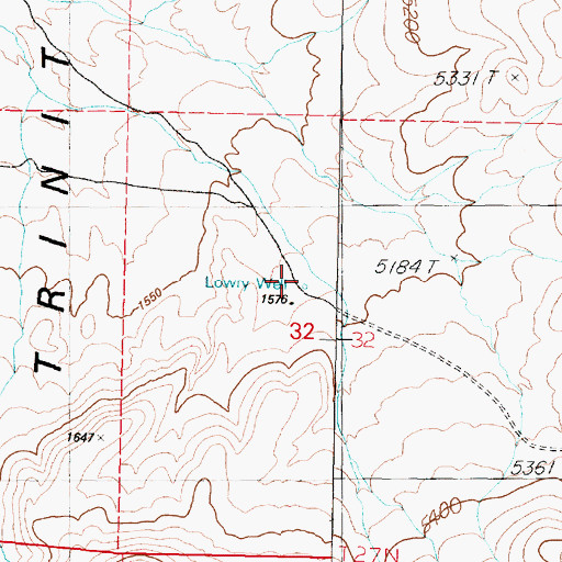 Topographic Map of Lowry Well, NV