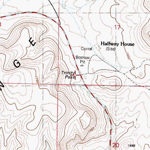Topographic Map of Trinity Pass, NV