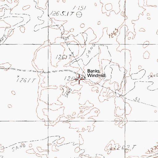 Topographic Map of Banks Windmill, NV