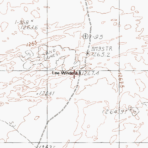 Topographic Map of Lee Windmill, NV